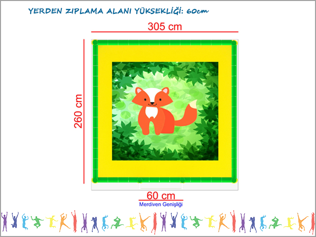 40642 - Trambolin (File Korumalı) 260x305 cm Teknik Çizim