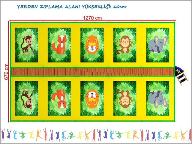 40662 - Trambolin (Onlu File Korumalı) 670x1270 cm Teknik Çizim