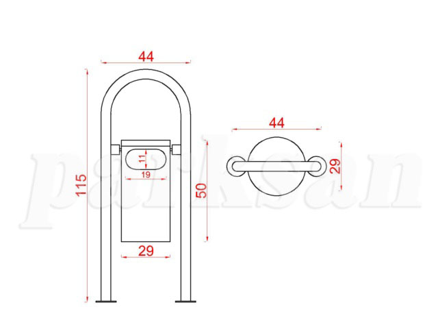 05 - 70968 Dış Mekan Metal Çöp Kovası Teknik Çizim