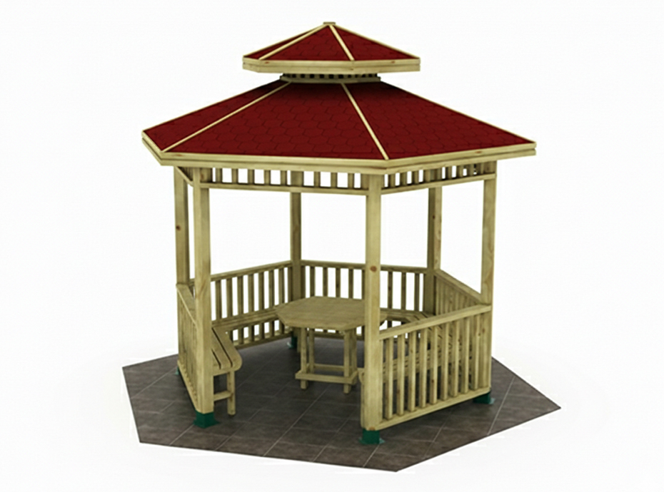 07 - Ahşap Mini Altıgen Gazebo 250x250x330 cm (L*W*H)