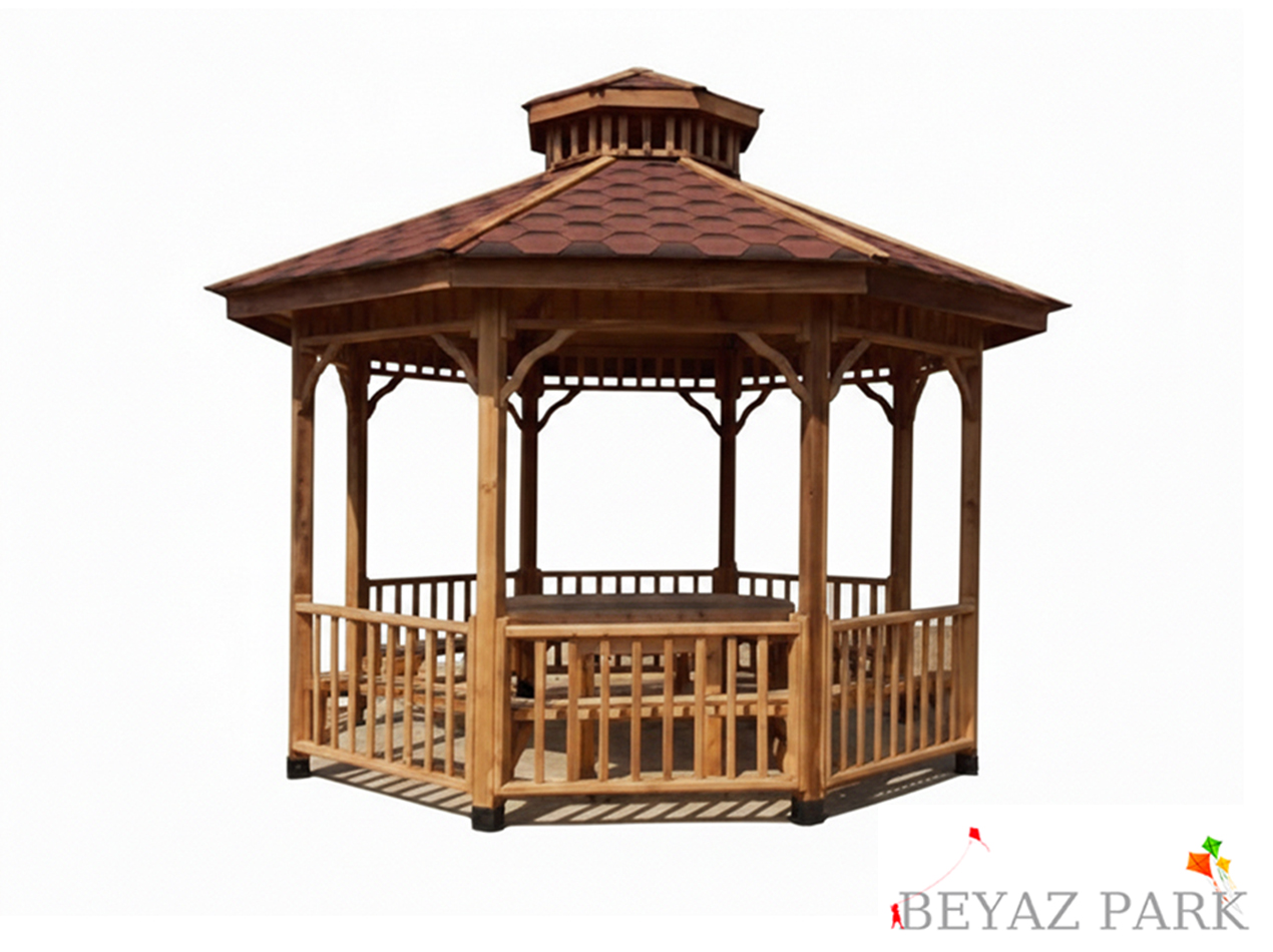 16- Ahşap Sekizgen Gazebo 300x300x330 cm (L*W*H)