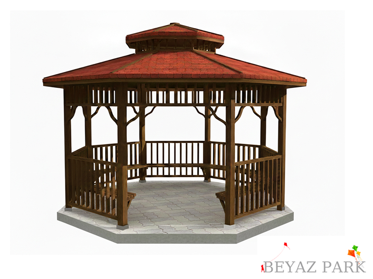 17- Ahşap Sekizgen Gazebo 400x400x330 cm (L*W*H)