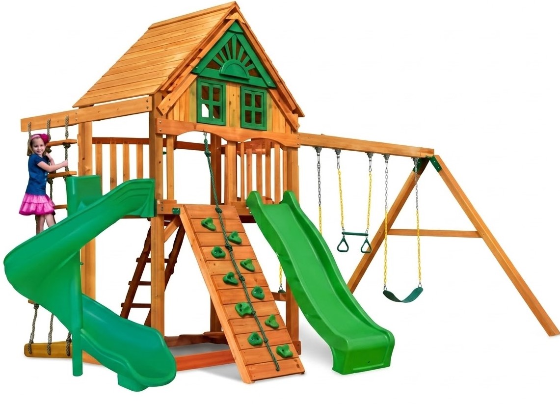 08 -30663 - Ahşap Helezon Kaydıraklı Tırmanmalı Oyun Evi