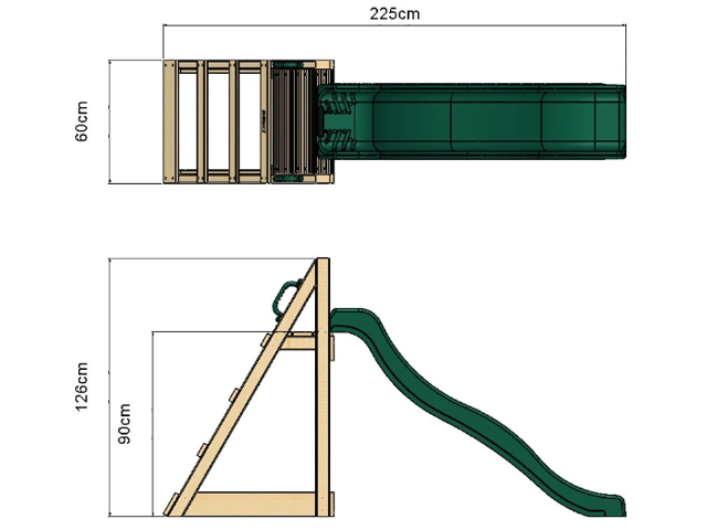 01 - 30601 - Ahşap Bahçe Kaydırak Teknik Çizim