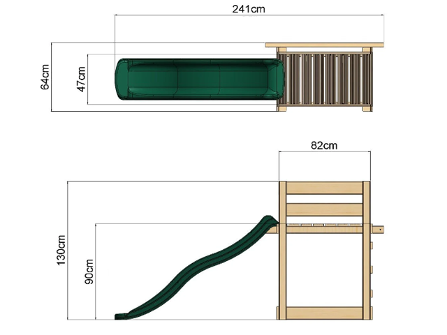 02 - 30602 - Ahşap Bahçe Kaydırak Teknik Çizim