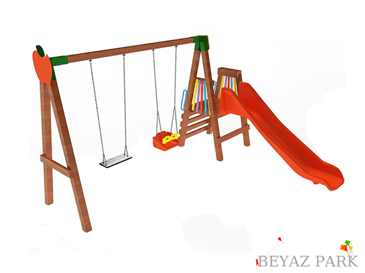  10-30672 İkili Salıncaklı Kaydırak Seti