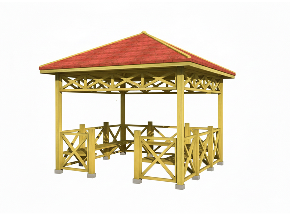 04-Ahşap Kare Çardak 300x300x290 (L*W*H)