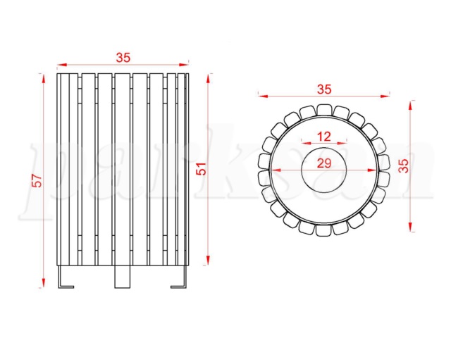 01 - 70901 Dış Mekan Ahşap Çöp Kovası 35(W)x57(H) Teknik Çizim
