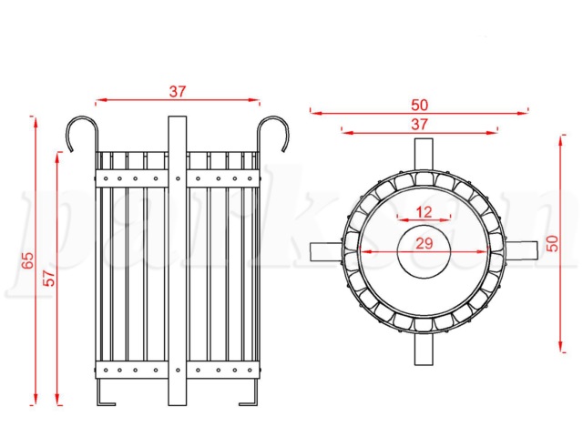 03 - 70909 Dış Mekan Ahşap Çöp Kovası 35(W)x57(H) Teknik Çizim
