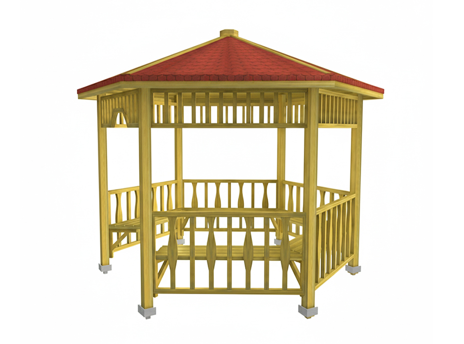 08 - Ahşap Altıgen Gazebo 300x300x290 cm (L*W*H)