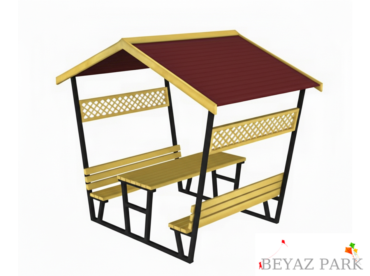 05-Çatılı Piknik Masası (Metal) 295(L)x180(W)x282(H)