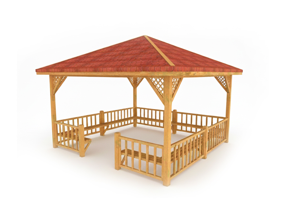 05-Ahşap Kare Çardak 400x400x290 cm (L*W*H)