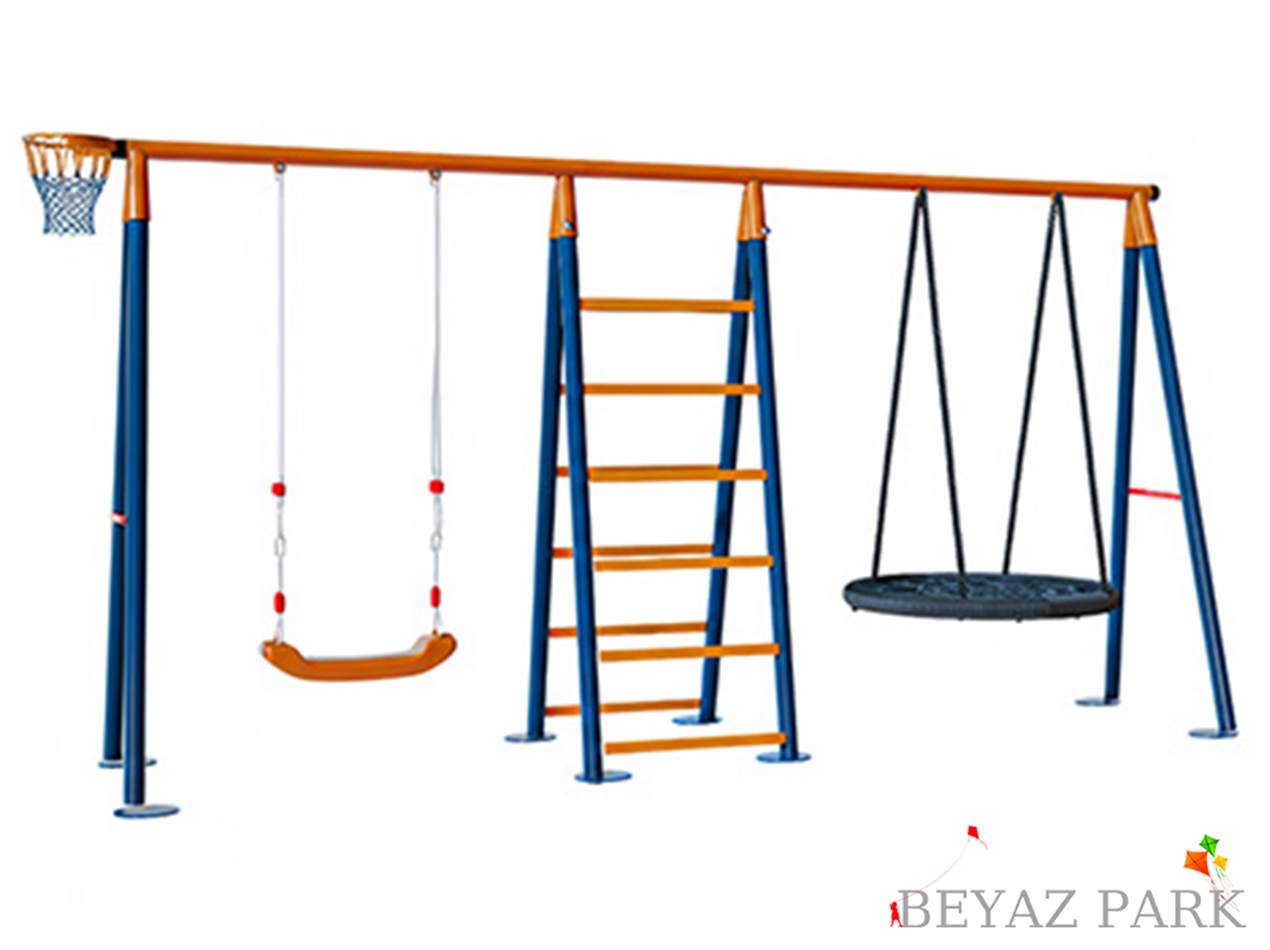  30719 - Metal Tırmanmalı Bahçe Çocuk ve Bebek Salıncak Seti