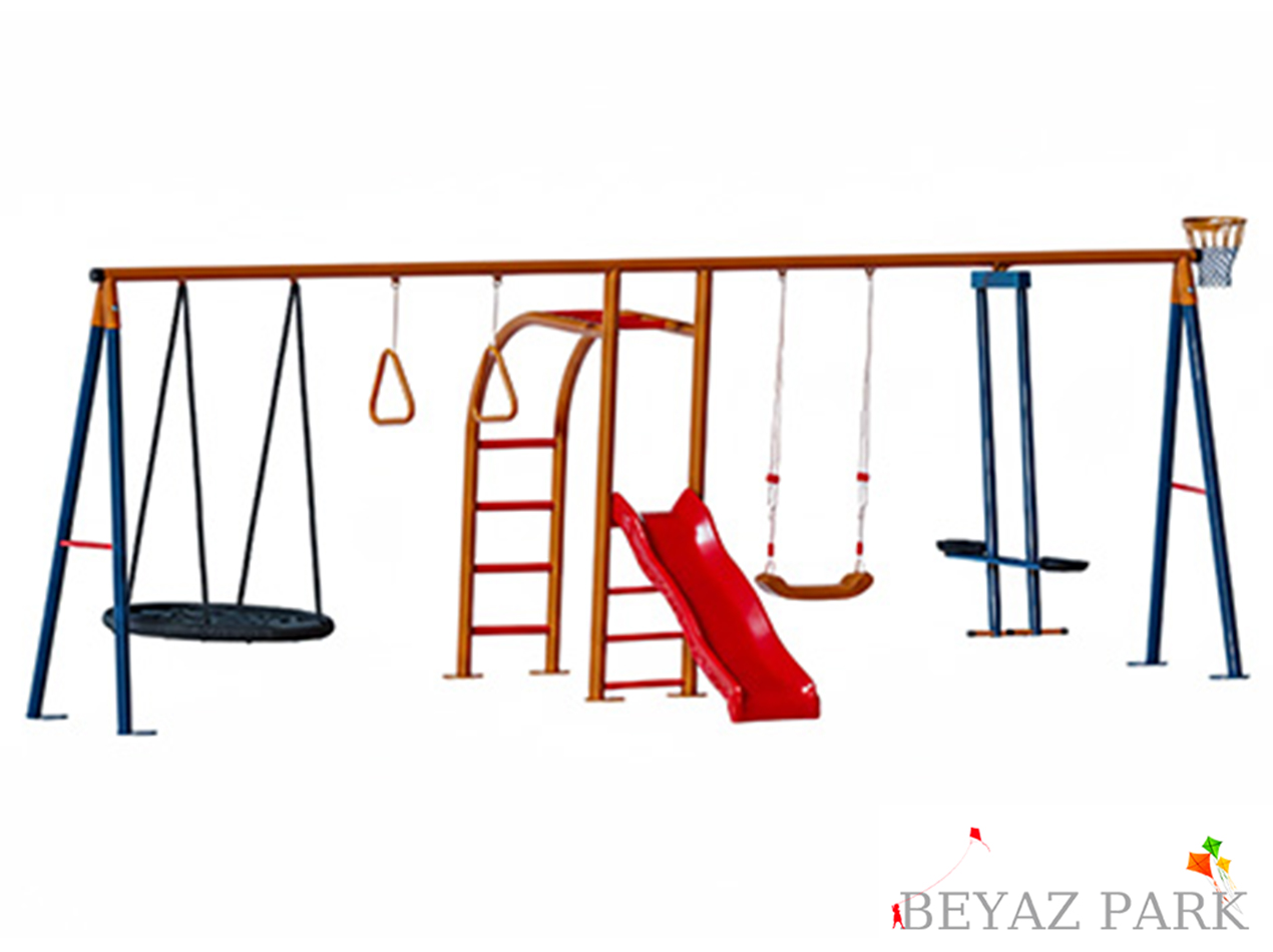 30724 - Barfiks Tırmanmalı Çoklu Bahçe Kaydırak Salıncak Seti