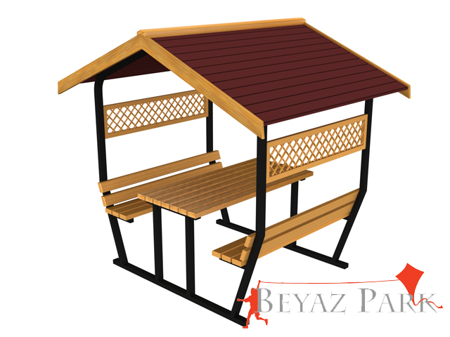 70426 - Çatılı Piknik Masası (Metal) 300(L)x180(W)x258(H)