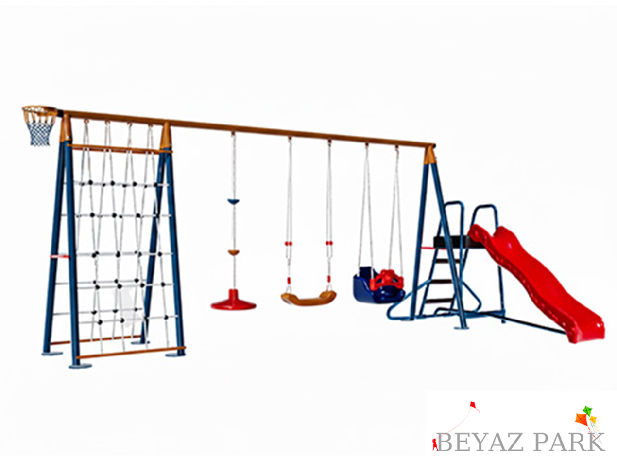 30723 - İp Tırmanmalı Çoklu Bahçe Kaydırak Salıncak Seti
