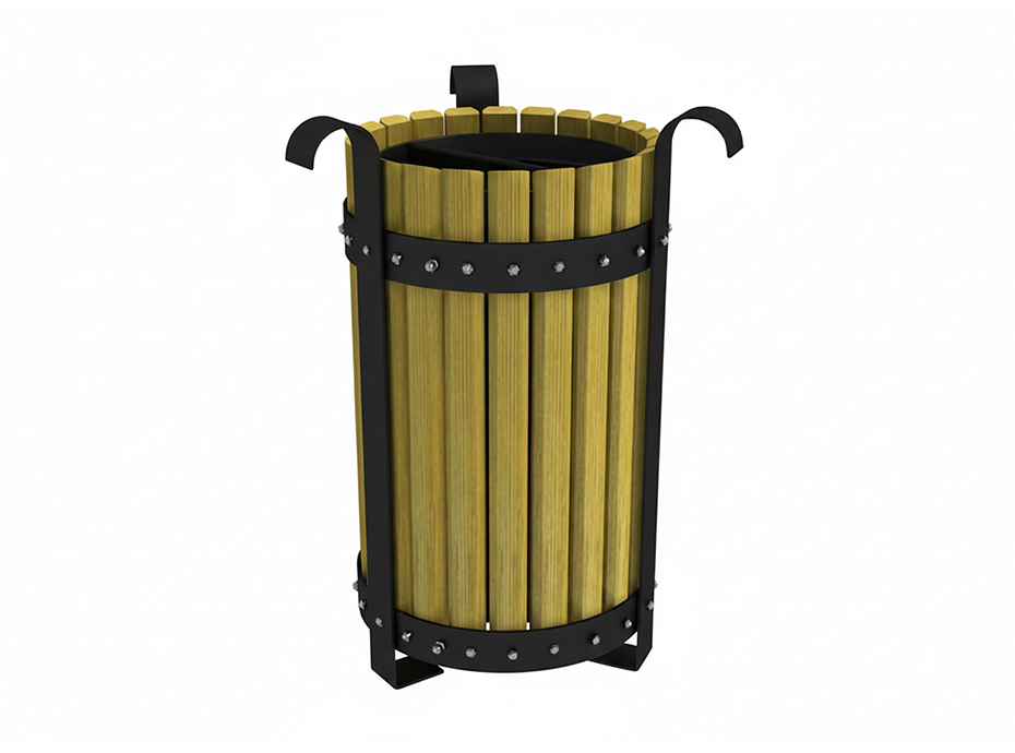 07 - Dış Mekan Ahşap Çöp Kovası 35(W)x57(H)