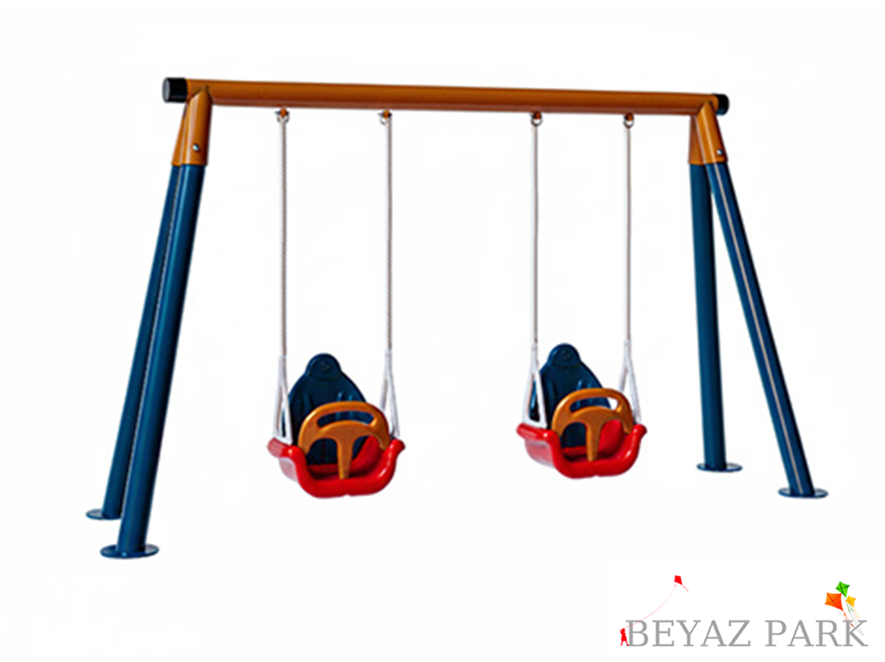30713 - Metal İkili Bahçe Bebek ve Çocuk Salıncak Seti