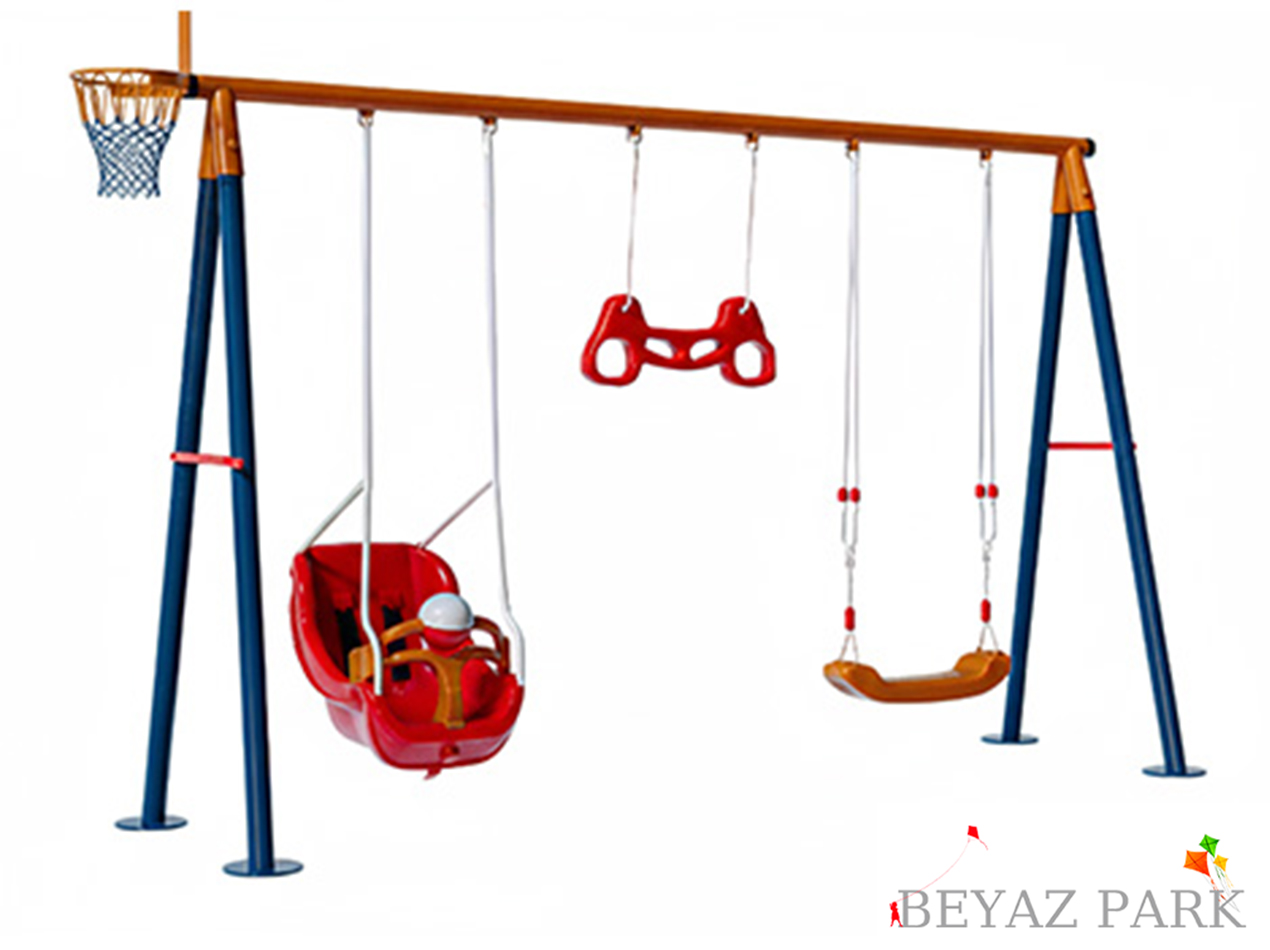 30716 - Metal Üçlü Bahçe Çocuk ve Bebek Salıncak Seti