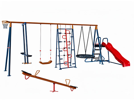  30725 - Metal Çoklu Salıncaklı Tırmanmalı Kaydıraklı Bahçe Salıncak Seti