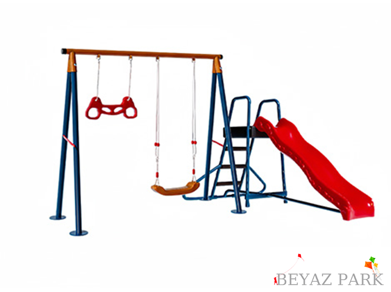 30714 - Komando İkili Bahçe Kaydırak Salıncak Seti