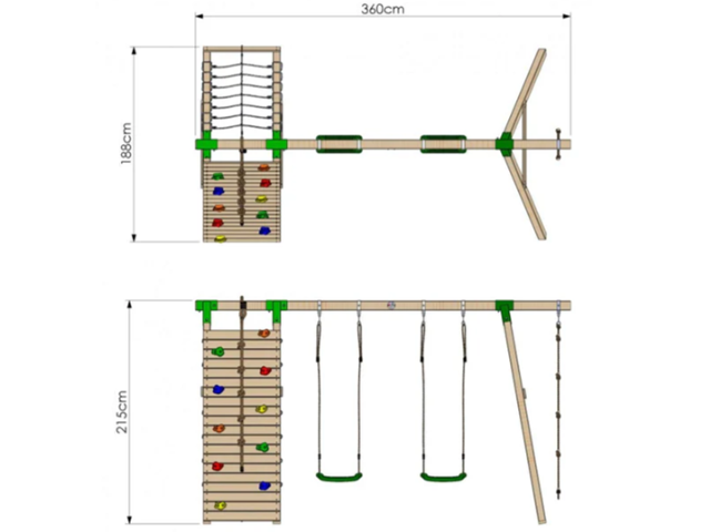 06 - 30625 - Ahşap Tırmanmalı Salıncak Seti Teknik Çizim