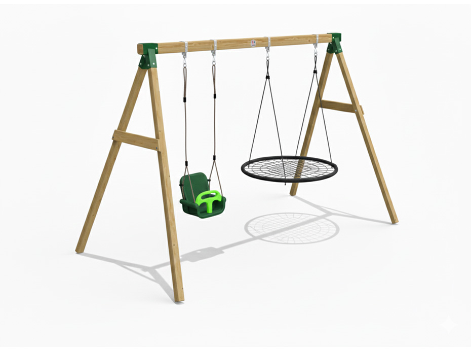 05 - 30615 - Ekonomik Ahşap Kuluçka Salıncak Seti İkili