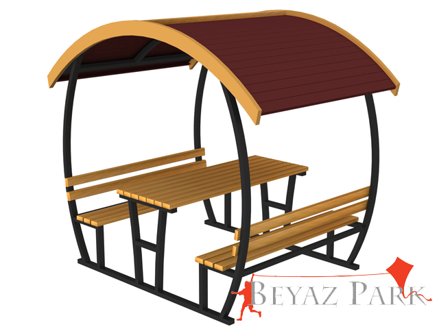 70434 - Çatılı Piknik Masası (Metal) 225(L)x180(W)x243(H)