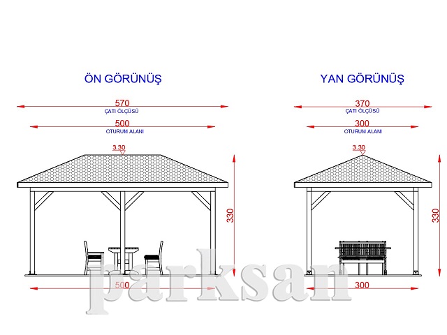 05 - 70217 Ahşap Kamelya Dikdörtgen 300(L)x500(W)x330(H) Teknik Çizim