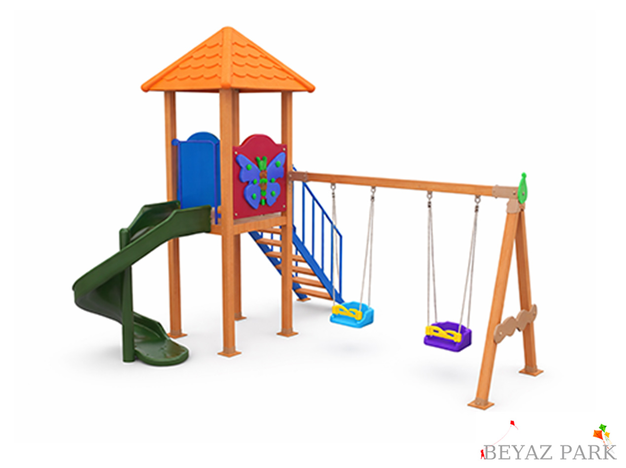 Ahşap Seri Çocuk Oyun Parkı - Park 02