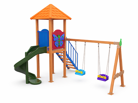 Ahşap Seri Çocuk Oyun Parkı - Park 02