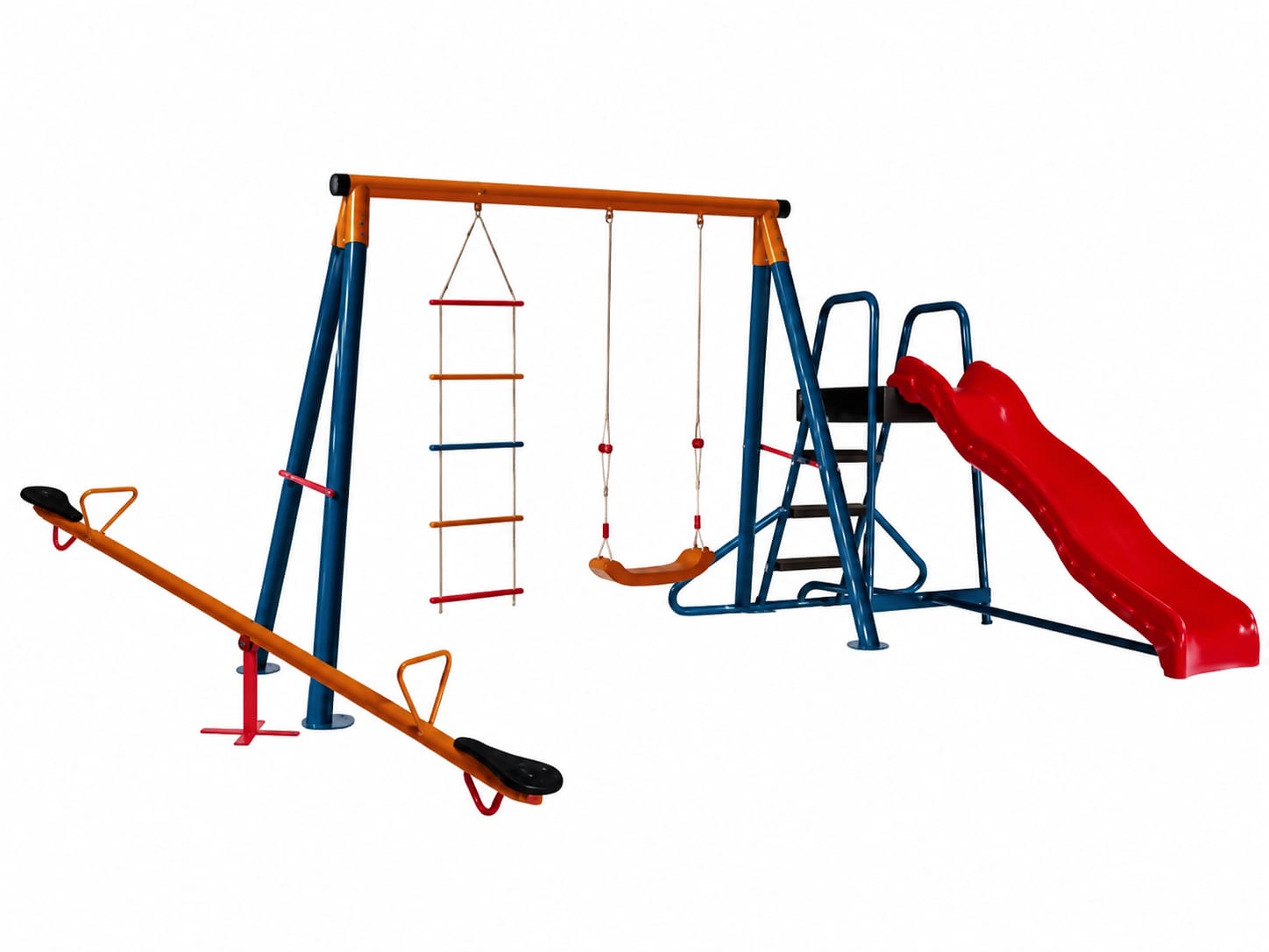 05-30719 - Ekonomik Metal Tırmanmalı Bahçe Çocuk ve Bebek Salıncak Seti