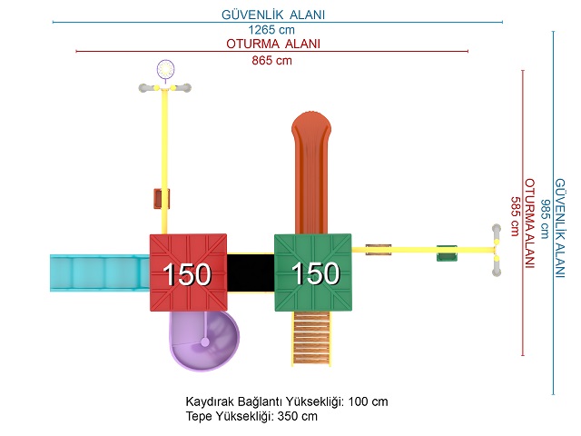 09 - 50859 Ekonomik Seri Çocuk Oyun Parkı Teknik Çizim