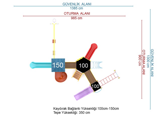 13 - 50863 Ekonomik Seri Çocuk Oyun Parkı Teknik Çizim