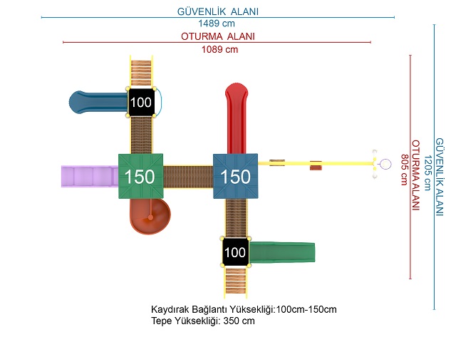 15 - 50865 Ekonomik Seri Çocuk Oyun Parkı Teknik Çizim