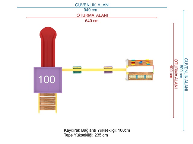 02 - 50852 Ekonomik Seri Çocuk Oyun Parkı Teknik Çizim