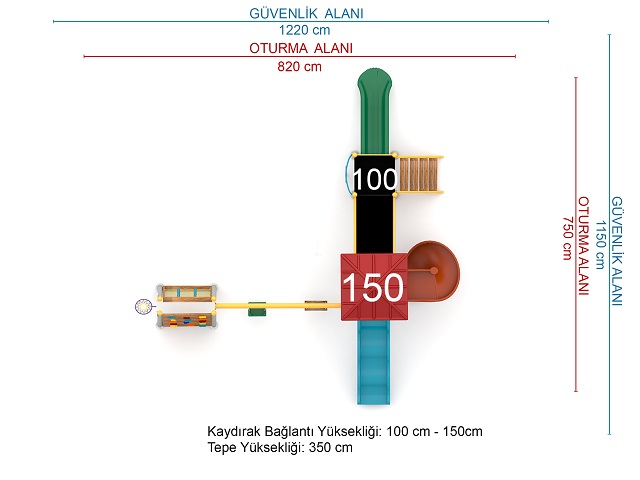 08 - 50858 Ekonomik Seri Çocuk Oyun Parkı  Teknik Çizim