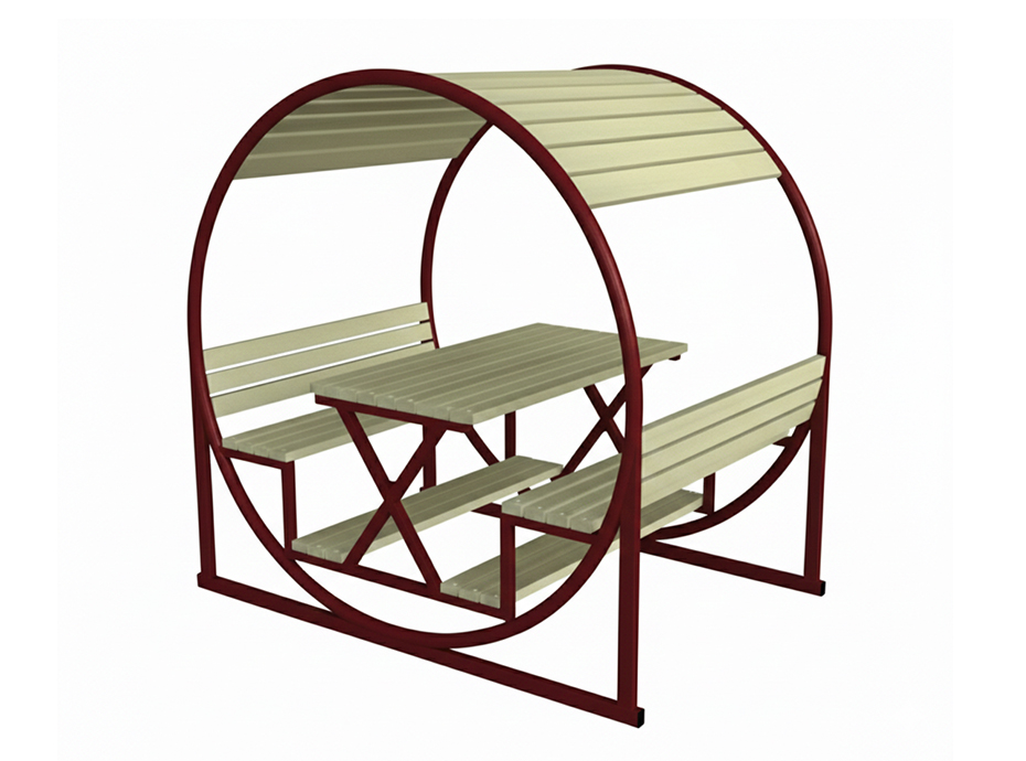 06-Çatılı Piknik Masası (Metal) 250(L)x180(W)x250(H)